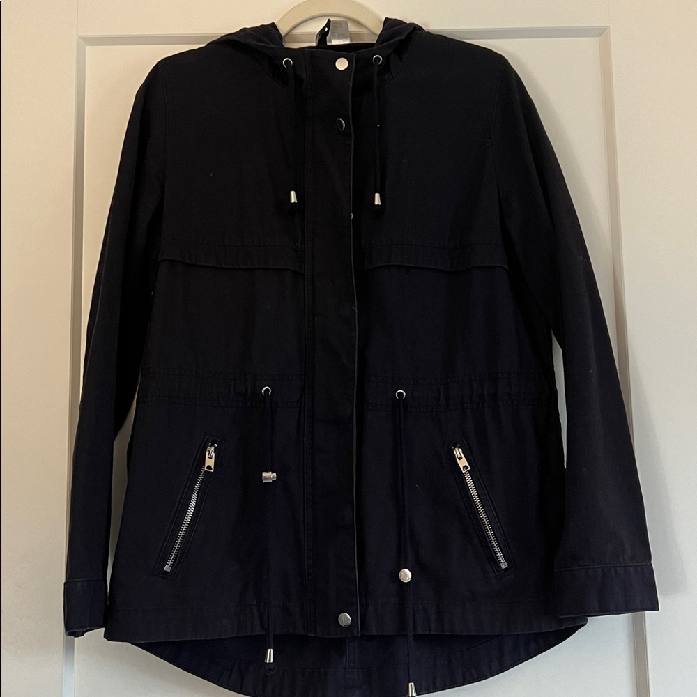 NAVY Hooded Jacket with Zipper Pockets